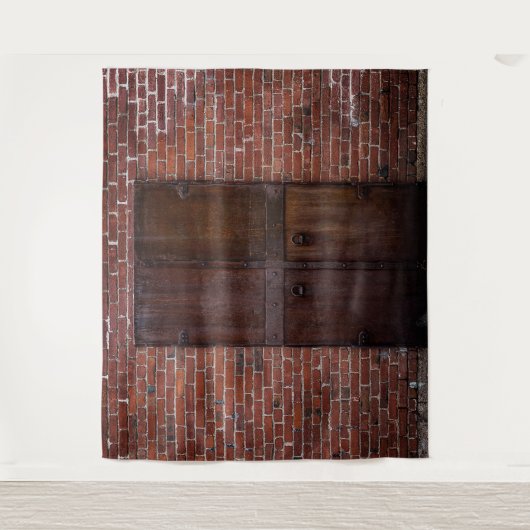 Rustige belichte achtergrond rode stenen houten de wandkleed (Voorkant)