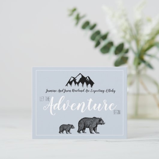 Rustige Beren Adventure wacht op zwangerschap Aankondigingskaart (Staand voorkant)