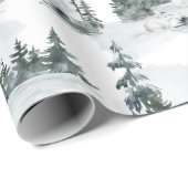 Rustige Berg Forest Animal Cabin kerstcadeau Cadeaupapier (Rol Hoek)