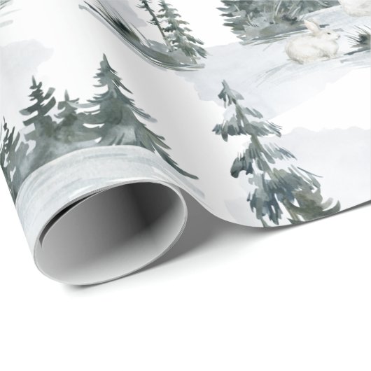 Rustige Berg Forest Animal Cabin kerstcadeau Cadeaupapier (Rol Hoek)