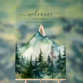 Rustige Berg Forest Evergreen Tree Wedding Acryl Bord (Neutraal)