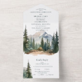 Rustige Berg Forest Evergreen Tree Wedding All In One Uitnodiging (Binnen)