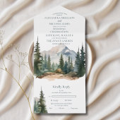Rustige Berg Forest Evergreen Tree Wedding All In One Uitnodiging