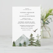 Rustige Berg Forest Evergreen Tree Wedding Kaart (Staand voorkant)