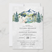 Rustige Berg Forest Evergreen Tree Wedding Kaart (Voorkant)
