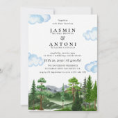 Rustige Berg Forest Evergreen Tree Wedding Kaart (Voorkant)