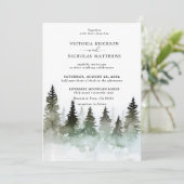 Rustige Berg Forest Evergreen Tree Wedding Kaart (Staand voorkant)