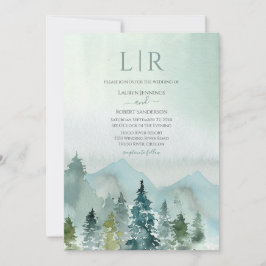 Rustige Berg Forest Evergreen Tree Wedding Kaart