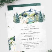 Rustige Berg Forest Evergreen Tree Wedding Kaart