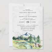 Rustige Berg Forest Evergreen Tree Wedding Kaart (Voorkant)