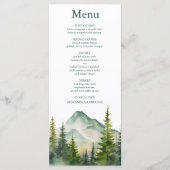 Rustige Berg Forest Evergreen Tree Wedding Menu (Voorkant)