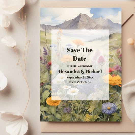 Rustige Berg Forest Evergreen Tree Wedding Save The Date