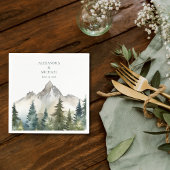 Rustige Berg Forest Evergreen Tree Wedding Servet