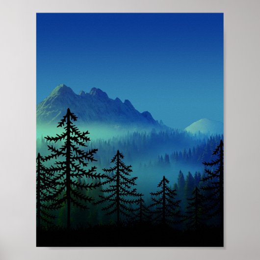RUSTIGE BERG MIDNACHT BOS POSTER (Voorkant)