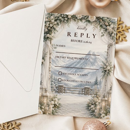Rustige Berg Winterhuwelijk RSVP Kaartje