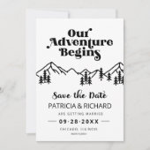 Rustige bergen buitenhuwelijk save the date (Voorkant)
