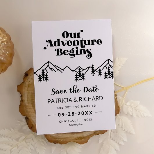 Rustige bergen buitenhuwelijk save the date