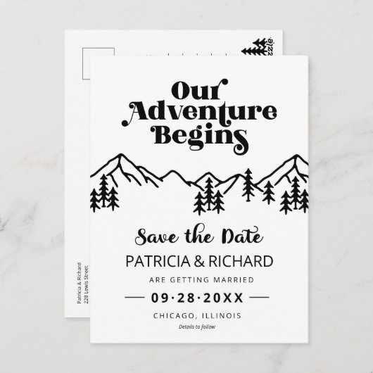 Rustige bergen buitenshuis, die de datum bewaren briefkaart (Voorkant / Achterkant)