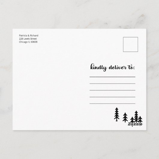 Rustige bergen buitenshuis, die de datum bewaren briefkaart (Achterkant)