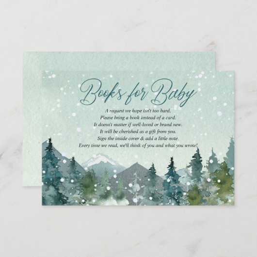 Rustige bergen en sneeuwwinterboeken voor baby en informatiekaartje (Voorkant / Achterkant)