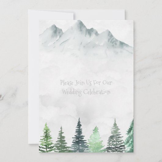 Rustige bergen en Waterverf-bruiloft Kaart (Achterkant)