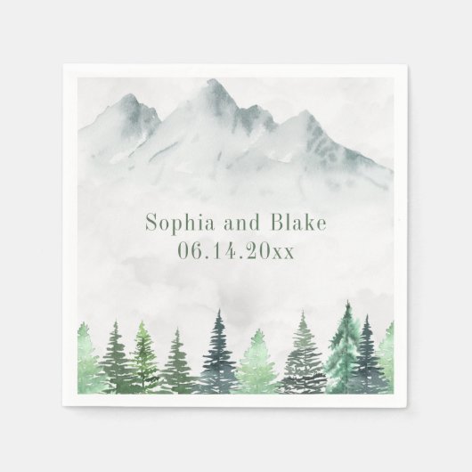 Rustige bergen en Waterverf-bruiloft Servet (Voorkant)