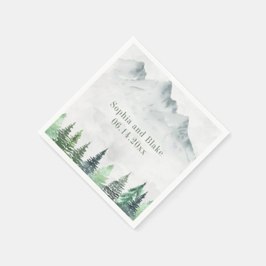 Rustige bergen en Waterverf-bruiloft Servet (Hoek)