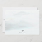 Rustige bergen en Waterverf van bomen Dusty Blue Save The Date (Achterkant)