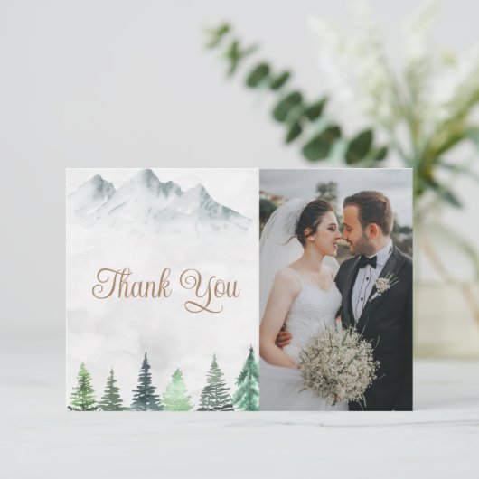 Rustige bergen en Waterverf van bossen Bedankkaart (Staand voorkant)