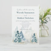 Rustige bergen Evergreen Waterverf Wedding Kaart (Staand voorkant)