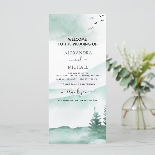 Rustige bergen Forest Waterverf Modern (Staand voorkant)