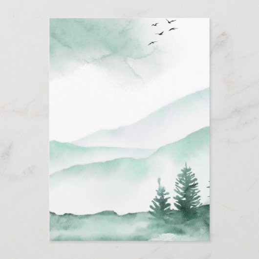 Rustige bergen Forest Waterverf Modern Menu (Achterkant)