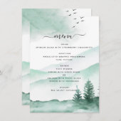 Rustige bergen Forest Waterverf Modern Menu (Voorkant / Achterkant)