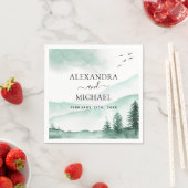 Rustige bergen Forest Waterverf Modern Servet (Insitu)