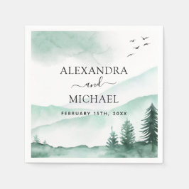 Rustige bergen Forest Waterverf Modern Servet