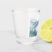 Rustige bergen Forest Waterverf Wedding Memento Shot Glas (Links)