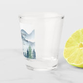 Rustige bergen Forest Waterverf Wedding Memento Shot Glas (Rechts)