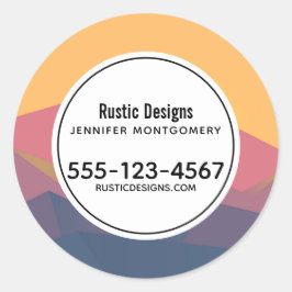 Rustige bergen Geometric Minimalist Business Ronde Sticker