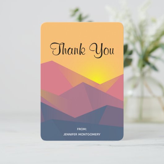 Rustige bergen Geometric Minimalist Dank u Bedankkaart (Staand voorkant)