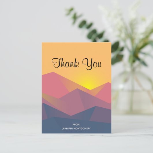 Rustige bergen Geometric Minimalist Dank u Briefkaart (Staand voorkant)