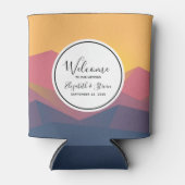 Rustige bergen Geometrische minimalistische bruilo Blikjeskoeler (Voorkant)