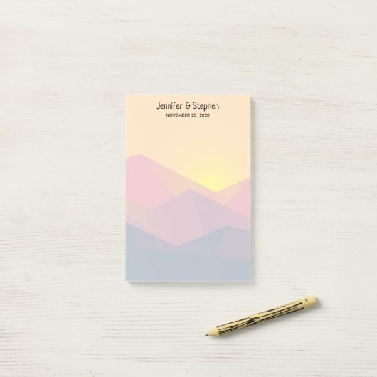 Rustige bergen Geometrische minimalistische bruilo Post-it® Notes (Op bureau)