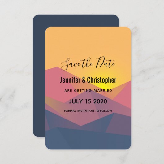 Rustige bergen Geometrische minimalistische bruilo Save The Date (Voorkant / Achterkant)