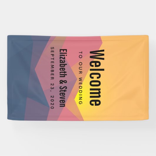 Rustige bergen Geometrische minimalistische bruilo Spandoek (Horizontaal)