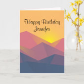 Rustige bergen Geometrische minimalistische feestd Kaart (Gele Bloem)