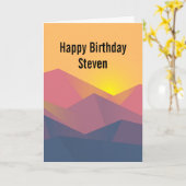 Rustige bergen Geometrische minimalistische feestd Kaart (Gele Bloem)