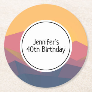 Rustige bergen Geometrische minimalistische feestd Ronde Kartonnen Onderzetter