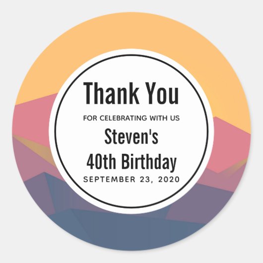 Rustige bergen Geometrische minimalistische feestd Ronde Sticker (Voorkant)