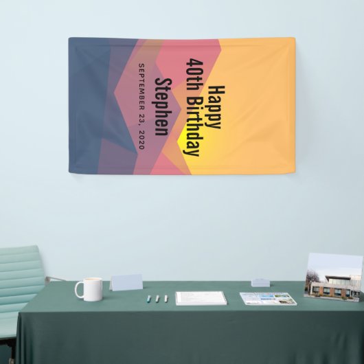 Rustige bergen Geometrische minimalistische feestd Spandoek (Beurs)