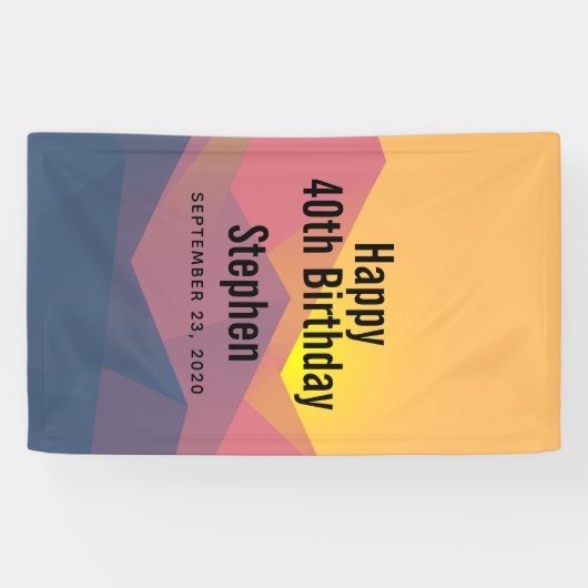 Rustige bergen Geometrische minimalistische feestd Spandoek (Horizontaal)